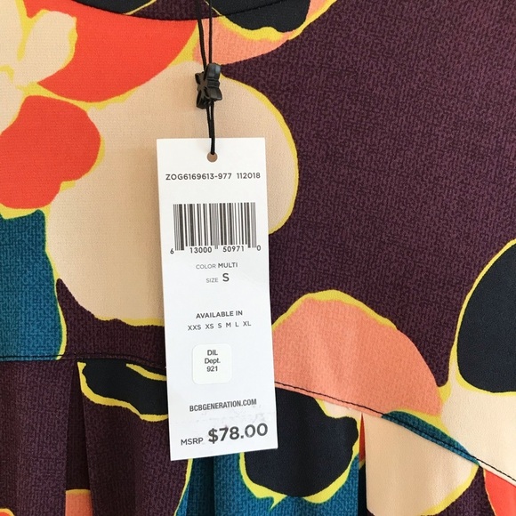 NWT BCBGeneration Pleated Floral A-Line Dress - Picture 5 of 7